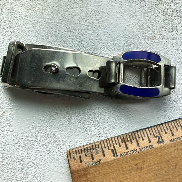 Vintage painted metal cuff bracelet - MADE IN ITALY - blue and silver - Picture 2 of 8